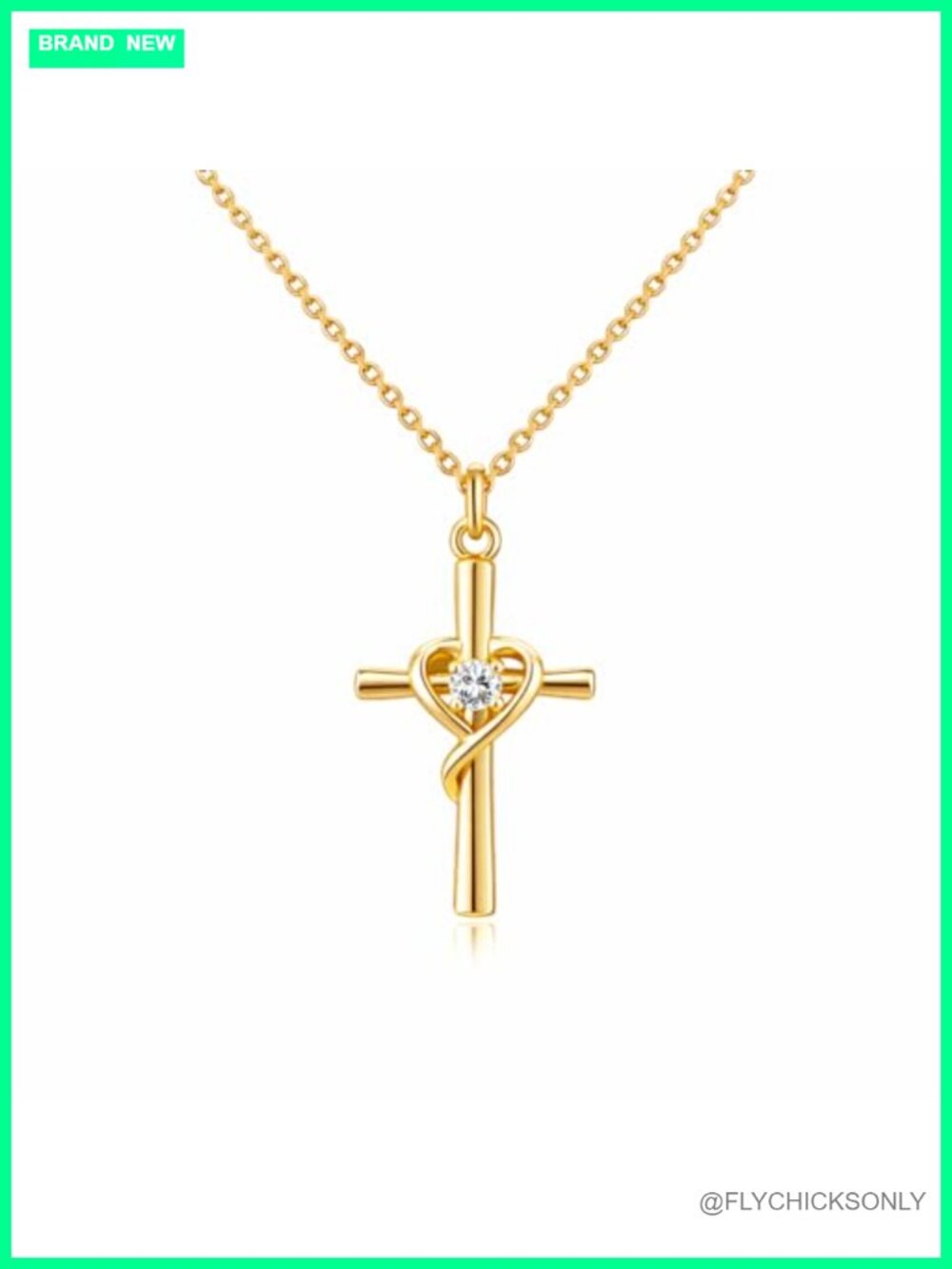 14K Gold Cross Necklace Adjustable Chain for Women